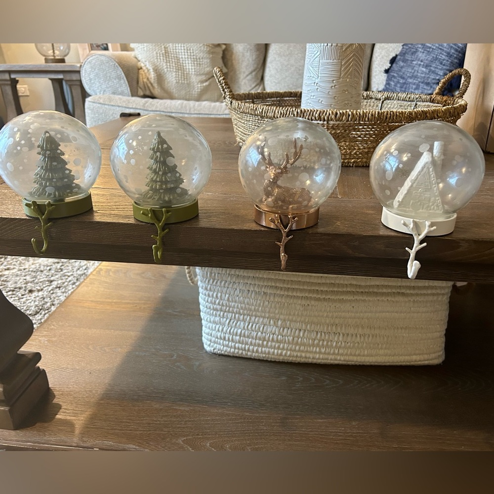 Anthropologie Snow Globe Stocking Holders
